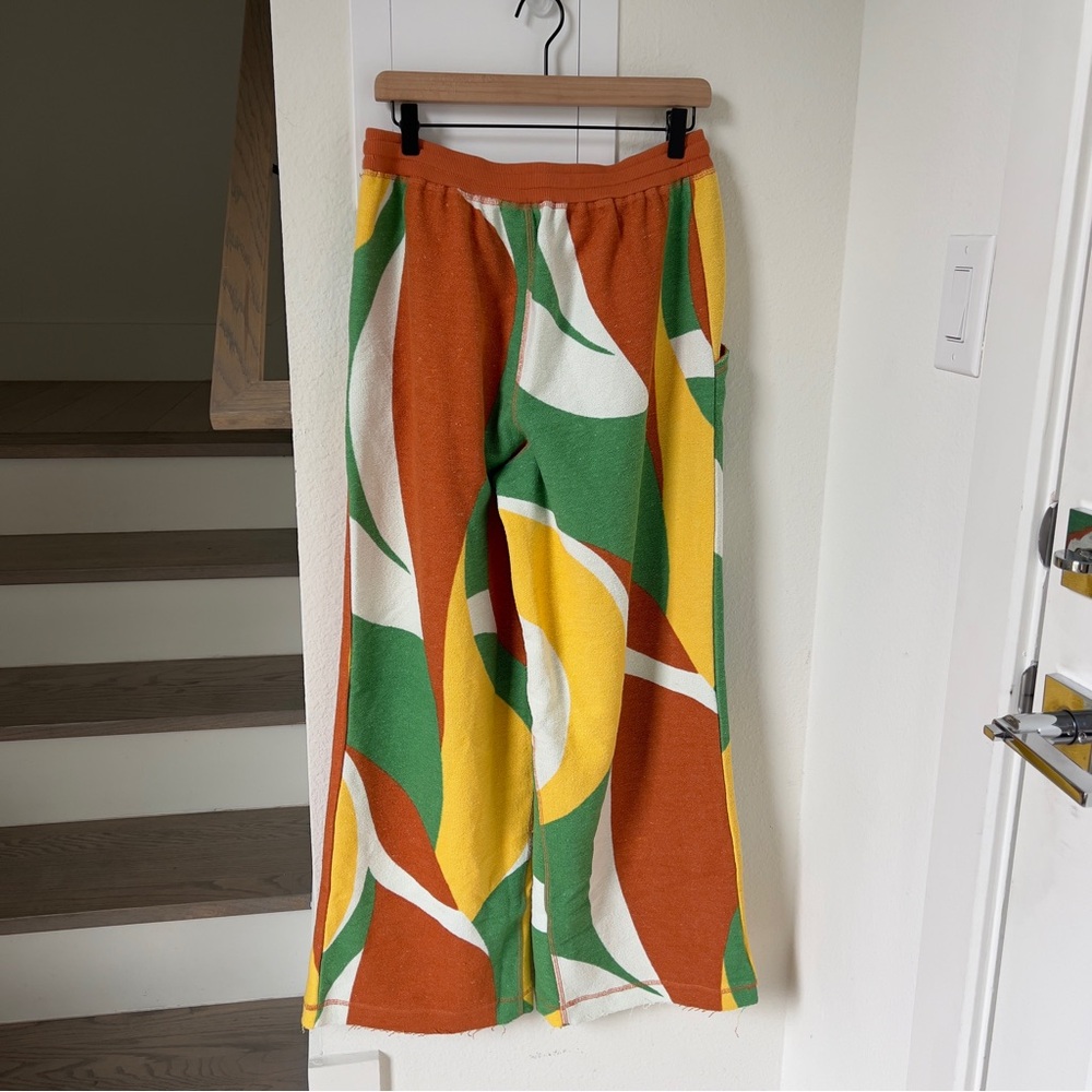 NWT Free People One Above Retro 70s Wide Leg Pants in Orange Yellow Green - Picture 6 of 8